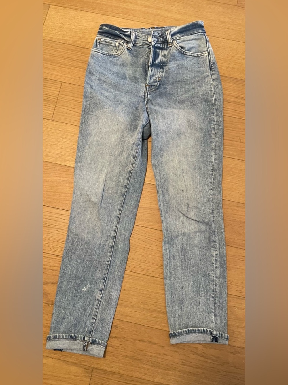 H&M Light Blue High-Rise Button Up Skinny Jeans